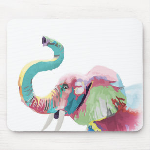 Cool Trendy Colorful Elephant  Mouse Mat