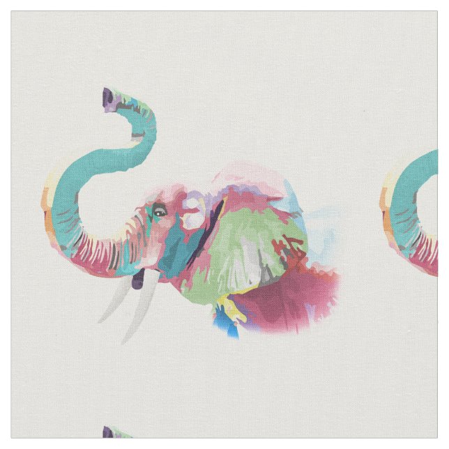 Cool Trendy Colourful Elephant  Fabric (Close Up)