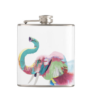 Cool Trendy Colourful Elephant Hip Flask