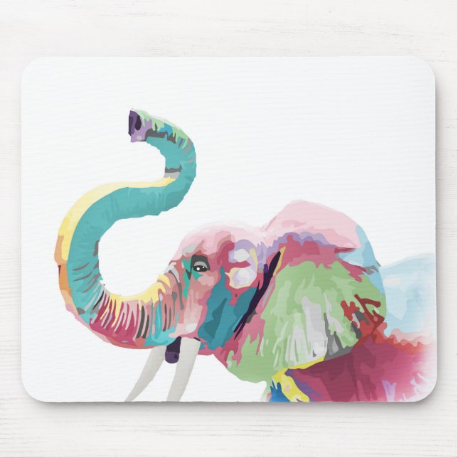 Cool Trendy Colourful Elephant  Mouse Mat (Front)