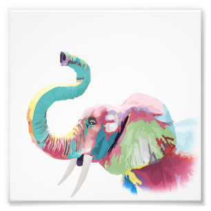 Cool Trendy Colourful Elephant Photo Print