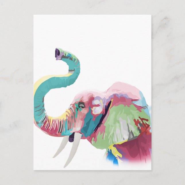 Cool Trendy Colourful Elephant  Postcard (Front)