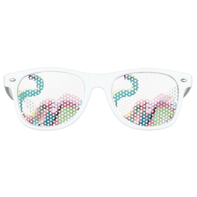 Cool Trendy Colourful Elephant  Retro Sunglasses (Front)