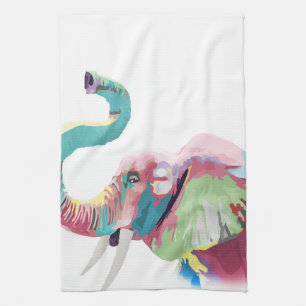 Cool Trendy Colourful Elephant  Tea Towel