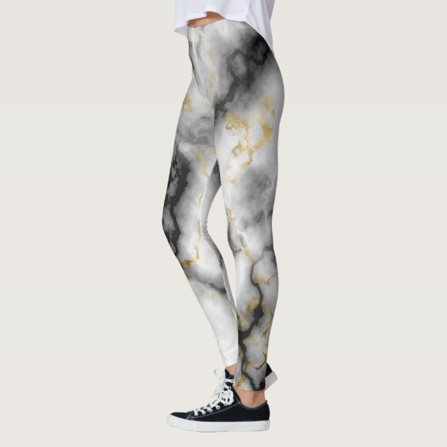 cool trendy colourful marble face pattern grey leggings (Left)