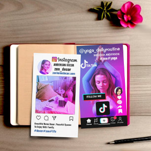 cool trendy double-sided insta tiktok layout  business card