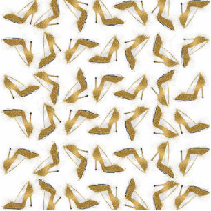 Cool trendy faux gold glitter high heel shoes photo sculpture decoration