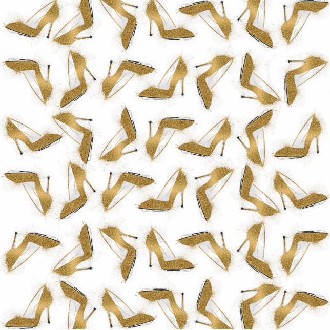 Cool trendy faux gold glitter high heel shoes photo sculpture decoration (Front)