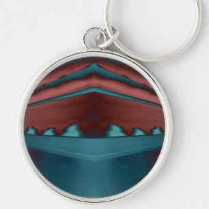Cool, trendy futuristic artwork in red and blue key ring
