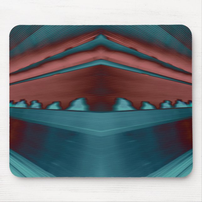 Cool, trendy futuristic artwork in red and blue mouse mat (Front)