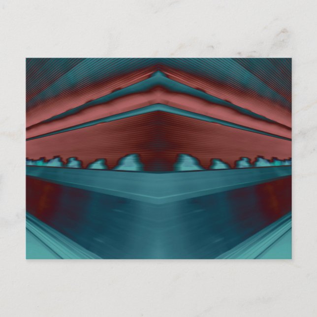 Cool, trendy futuristic artwork in red and blue postcard (Front)