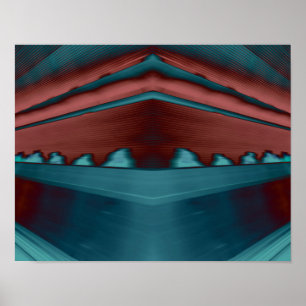 Cool, trendy futuristic artwork in red and blue poster