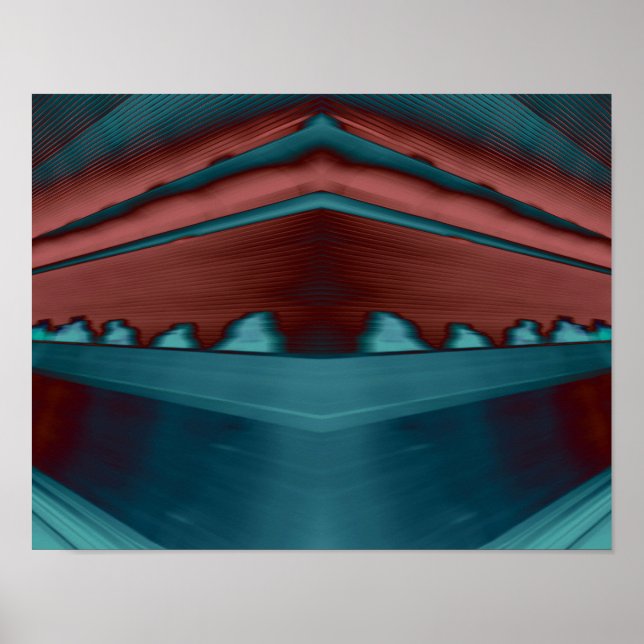 Cool, trendy futuristic artwork in red and blue poster (Front)