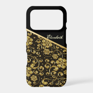 Cool Trendy Gold Black Flowers-Personalised