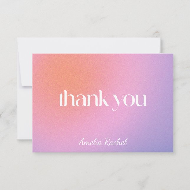 Cool Trendy Gradient Purple Bat Mitzvah Custom Thank You Card (Front)
