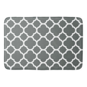 Cool Trendy Grey Quatrefoil Pattern Bath Mat