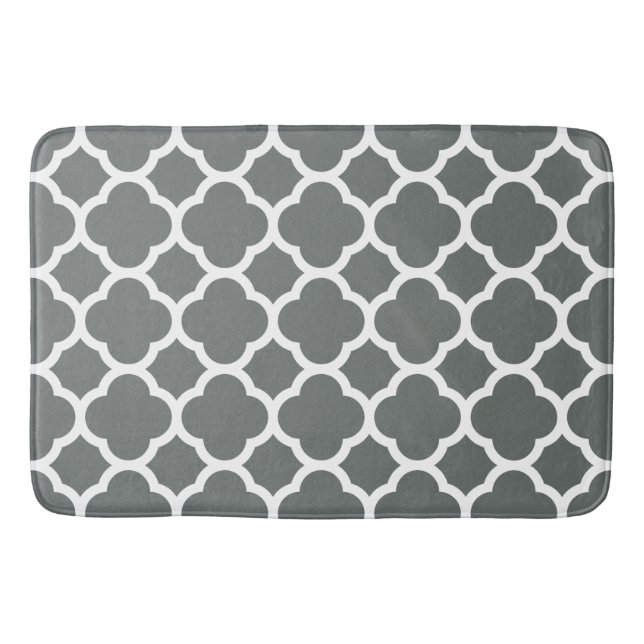 Cool Trendy Grey Quatrefoil Pattern Bath Mat (Front)
