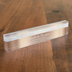 Cool Trendy Holographic Rose Gold Nameplate