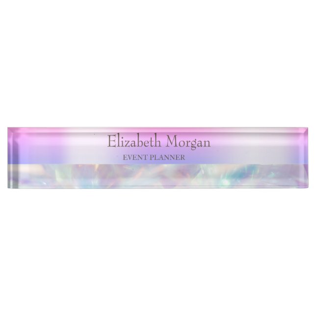 Cool Trendy Holographic Violet Nameplate (Front)