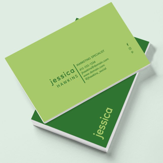 Cool Trendy Modern Forest & Light Moss Green Business Card (Creator Uploaded)