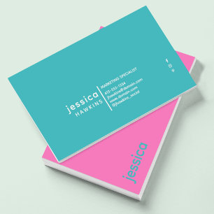 Cool Trendy Modern Hot Pink & Verdigris Blue-Green Business Card