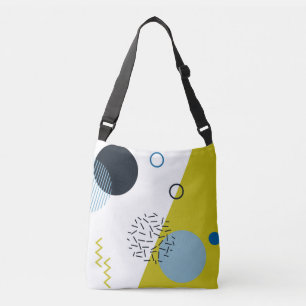Cool, trendy, modern, Memphis green blue geometric Crossbody Bag