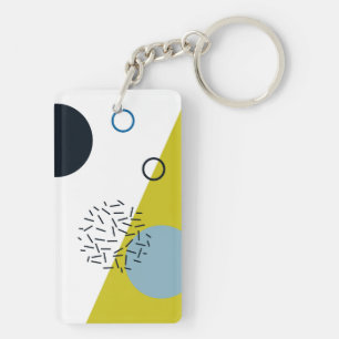 Cool, trendy, modern, Memphis green blue geometric Key Ring