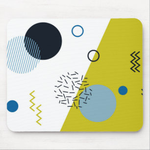 Cool, trendy, modern, Memphis green blue geometric Mouse Mat