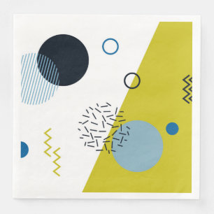 Cool, trendy, modern, Memphis green blue geometric Napkin
