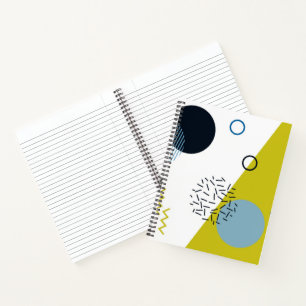 Cool, trendy, modern, Memphis green blue geometric Notebook