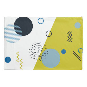 Cool, trendy, modern, Memphis green blue geometric Pillowcase