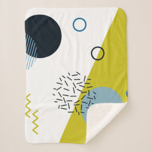 Cool, trendy, modern, Memphis green blue geometric Sherpa Blanket