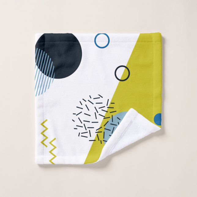 Cool, trendy, modern, Memphis green blue geometric Wash Cloth (Wash Cloth)