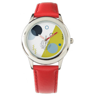 Cool, trendy, modern, Memphis green blue geometric Watch