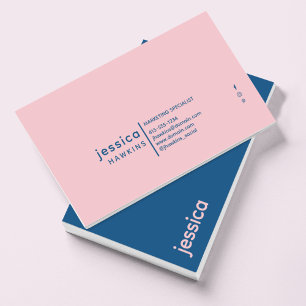 Cool Trendy Modern Royal Blue & Pale Pink Business Card