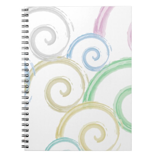 Cool, trendy, modern wave water color brushes notebook (Front)
