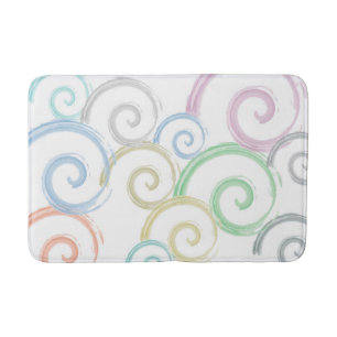 Cool, trendy, modern wave water colour brushes bath mat