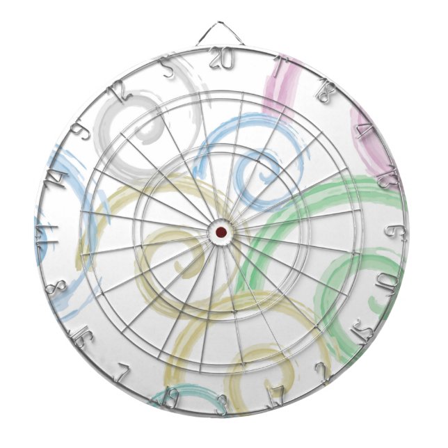 Cool, trendy, modern wave water colour brushes dartboard (Front)