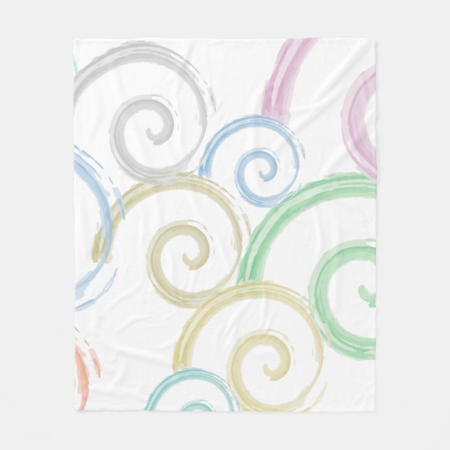 Cool, trendy, modern wave water colour brushes fleece blanket (Front)