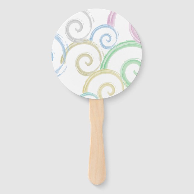 Cool, trendy, modern wave water colour brushes hand fan (Front)