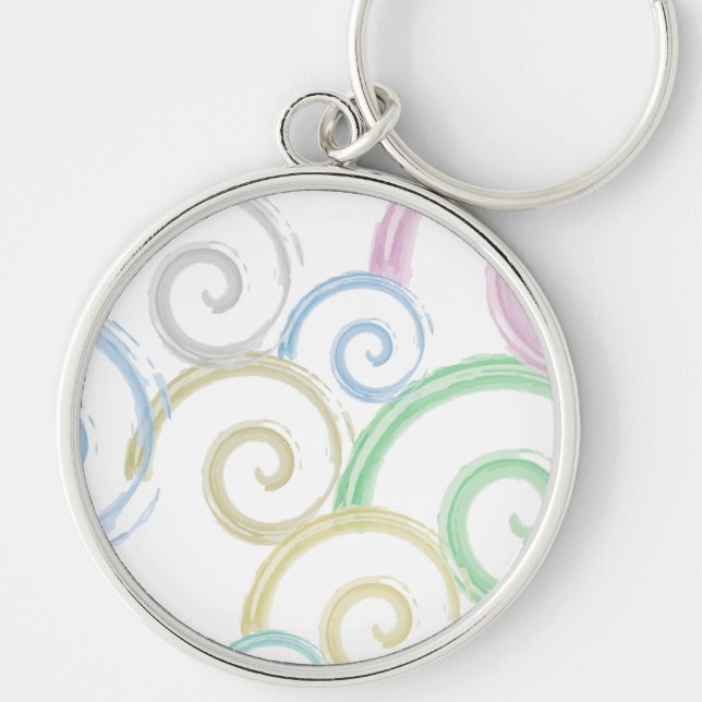 Cool, trendy, modern wave water colour brushes key ring (Front)