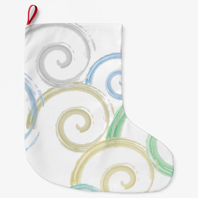 Cool, trendy, modern wave water colour brushes large christmas stocking (Front)