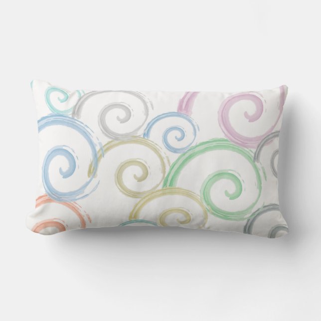 Cool, trendy, modern wave water colour brushes lumbar cushion (Front)