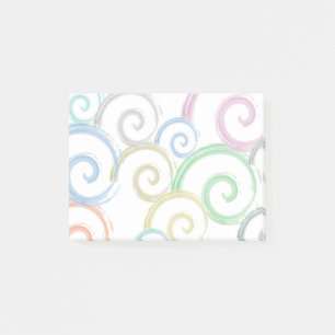 Cool, trendy, modern wave water colour brushes post-it notes