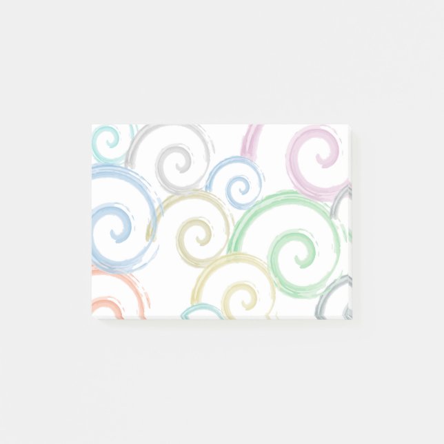 Cool, trendy, modern wave water colour brushes post-it notes (Front)