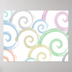 Cool, trendy, modern wave water colour brushes poster