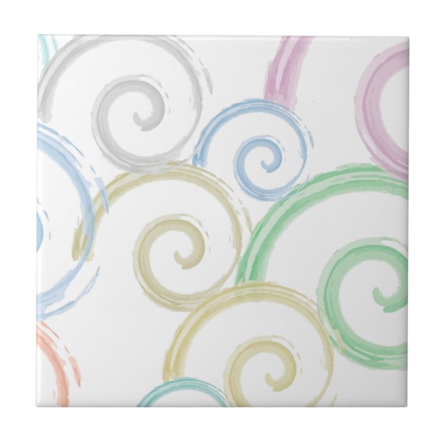 Cool, trendy, modern wave water colour brushes tile (Front)