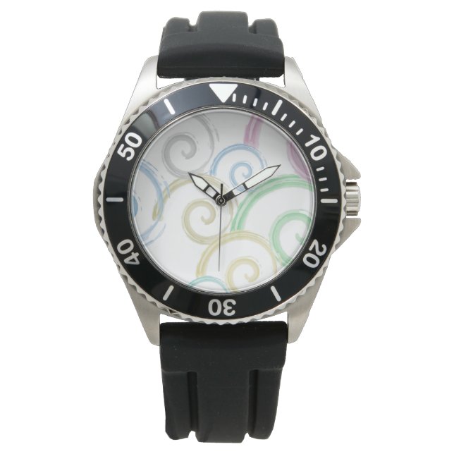 Cool, trendy, modern wave water colour brushes watch (Front)