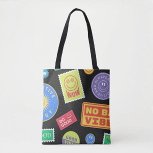 Cool Trendy Patches Design. Abstract background wi Tote Bag