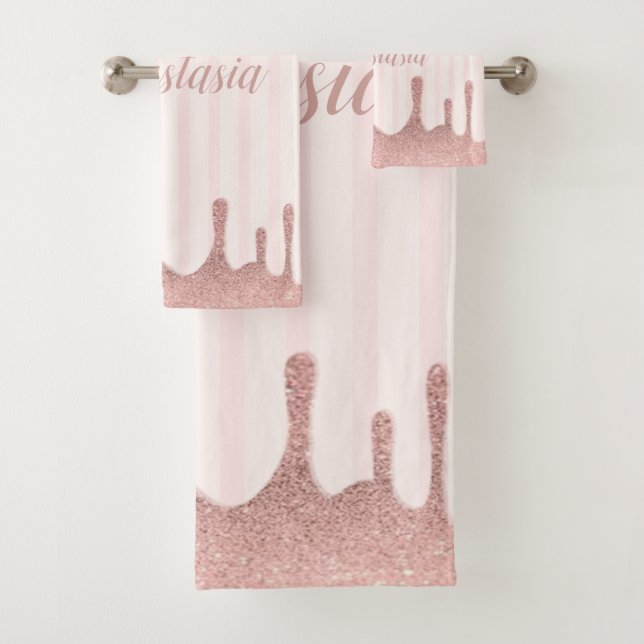 Cool Trendy Pink Glitter  Bath Towel Set (Insitu)
